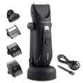 Dual-Head Electric Body Hair Trimmer for Men & Women, Waterproof Groin & Bikini Shaver, Wet/Dry Groomer with Replaceable Ceramic Blades,USB Recharge Dock, Hygiene Razor for Full-Body Use