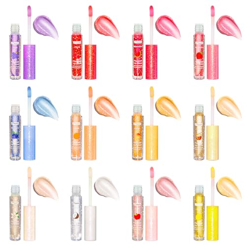 Lip Gloss Set with Vitamin E & Natural Oils - 42pcs Fruit Flavored Moisturizing Lip Gloss C-42