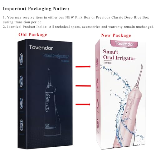 Pink Cordless Water Flosser with 3 Modes, 1400-2000 Pulses, 300ml Tank