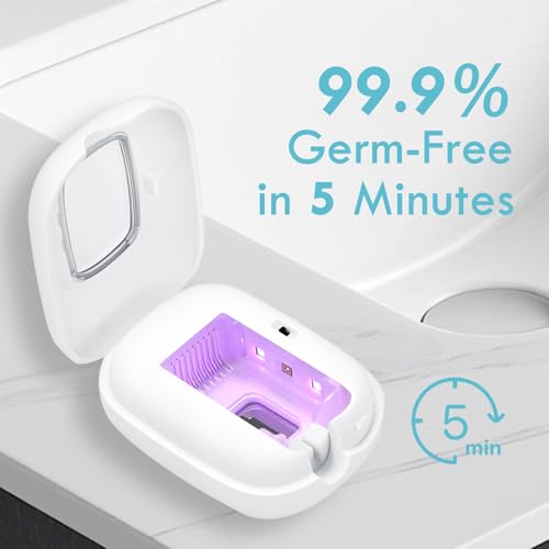 White UV Toothbrush Sanitizer Cover with Magnetic Wall Mount - Travel Friendly