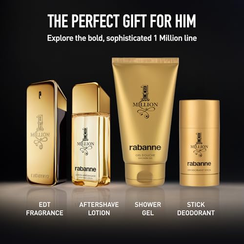 Rabanne 1 Million Aftershave Lotion for Men - Soothing Balm with Witch Hazel & Allantoin - Alcohol-Free Men's Aftershave with Spicy Leather Scent, 3.3 oz