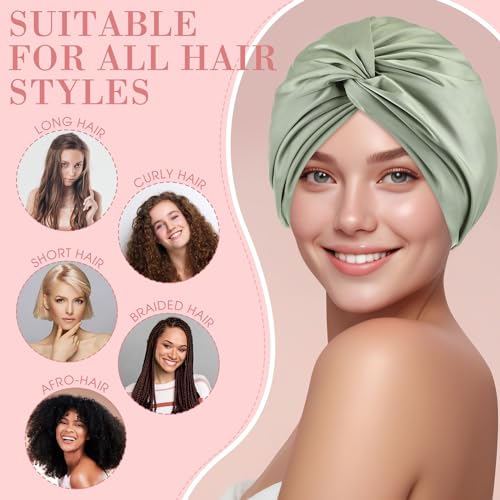 Maiteenly Light Color 4-Pack Adjustable Silk Sleep Bonnet for Hair Care & Night Use