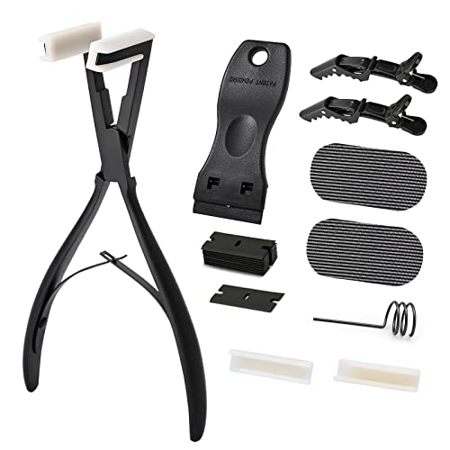 Gomake Black Tape-In Hair Extension Tools Kit with Stainless Steel Pliers & Remover