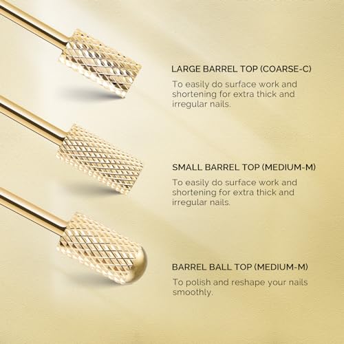 Gold Tungsten Carbide Nail Drill Bits Set - 7pcs for Manicure Pedicure