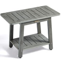Gray Waterproof Shower Bench Seat with Storage Shelf - No-Slip Bathroom Foot Rest