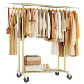 Heavy Duty Rolling Clothes Rack with Shelves - Gold, Supports 700LBS