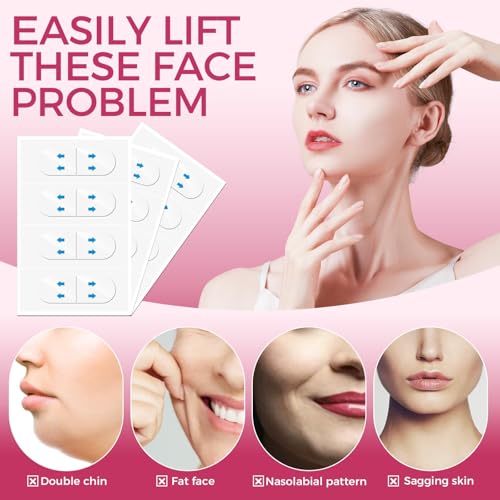 Neck Tape Lifting Invisible, 144 PCS Face Lift Tape Invisible, Facelift Facial Lifter Strip Lift Turkey Neck, V Edge Patches for Instant Lifting & Tightening Sagging Skin/Loose Skin/Wrinkles/Jowl/Eye