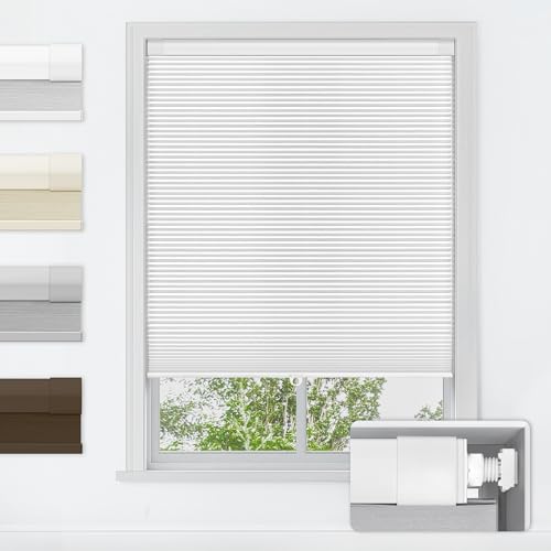 No Drill Cordless Cellular Blackout Shades - White, 46x64 Inches Variation of Blackout-White / 46 W x 64 H