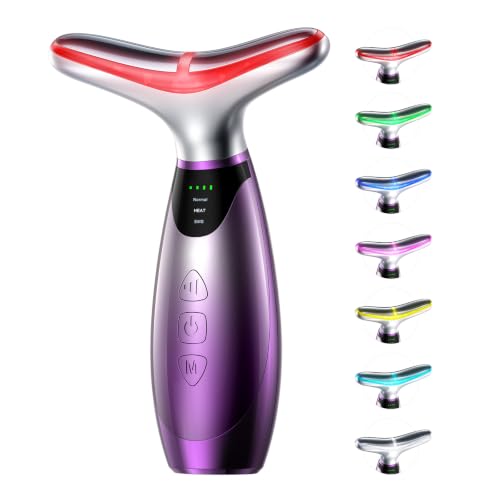 Pedete Facial Massager with 7 Lights - Red Light Therapy for Face & Neck (Purple Variant)