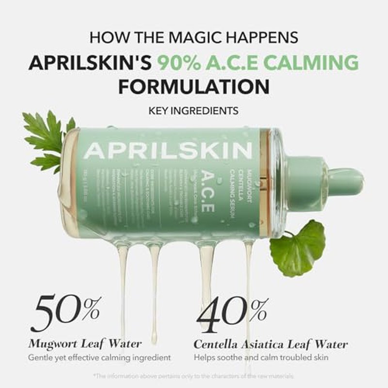 APRILSKIN A.C.E Serum£üMugwort Centella Serum for Soothing & Calming£ü3-Second Claming£üMugwort Leaf Water 50% + Centella Leaf Water 40% for Troubled Skin£üKorean Skin Care£ü3.88 oz