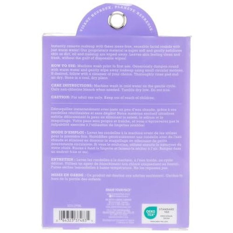 Erase Your Face Reusable Makeup Removing Facial Rounds - Purple, Pink Lepoard Print (Pack of 5)