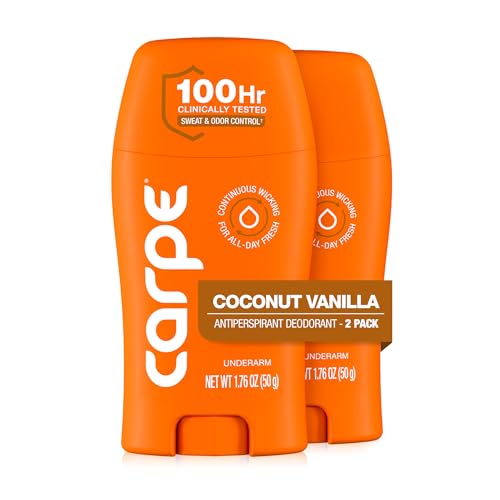 Carpe 100-Hour Antiperspirant Deodorant for Women - Coconut Vanilla, 1.76oz Pack of 2