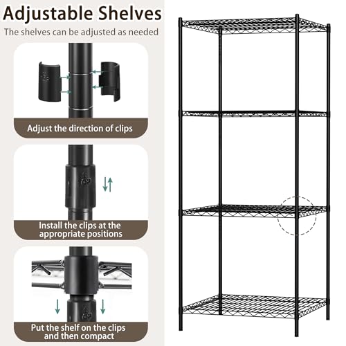 4 Tier Metal Wire Corner Shelf Rack - Adjustable Storage Organizer, 23.5 Inch