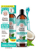 GuruNanda Whitening Oil Pulling & Dental Kit with Coconut & Peppermint - 8 Fl Oz Pack of 2