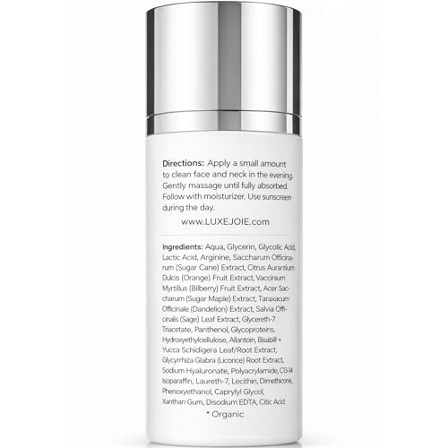 LuxeJoie Rapid AHA Renewing Serum, Multi-Acid Exfoliating Serum with Glycolic, Lactic & Azelaic Acids, Niacinamide + Hyaluronic Acid, Smooths Texture & Refines the Look of Pores, 1 fl oz
