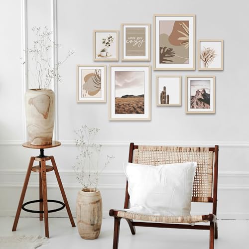 ArtbyHannah Gallery Wall Frame Set - Beige Large 8 Pack Wall Decor