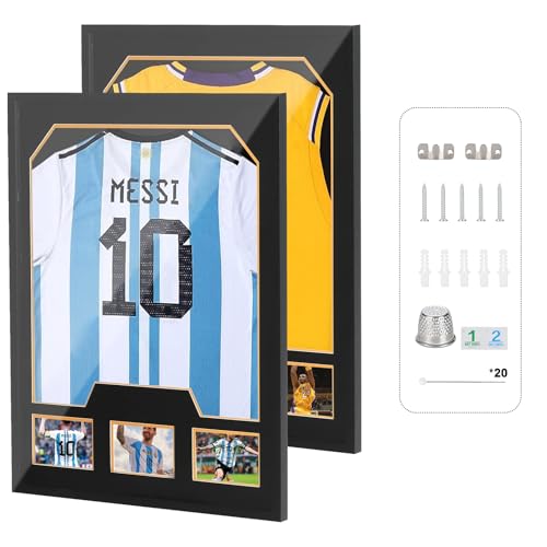 Nice C Jersey Display Case with Photo Slots 2 Pack - Memorabilia Frame