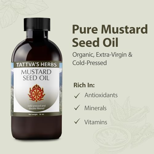 Unrefined Cold-Pressed Mustard Seed Oil for Hair & Skin - 16oz
