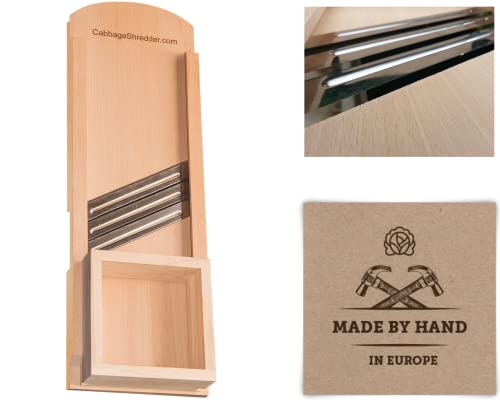 Wooden Mandoline Slicer for Sauerkraut & Coleslaw with Cut-Resistant Glove - Polish Handmade