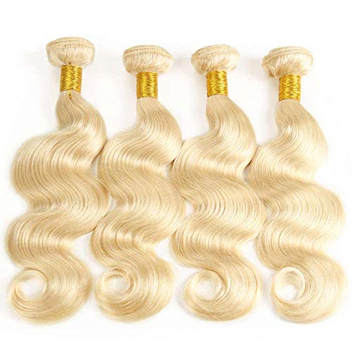 InsQueen 613 Blonde Human Hair Bundles with Closure 10-20 Inch Body Wave 4x4 HD Lace