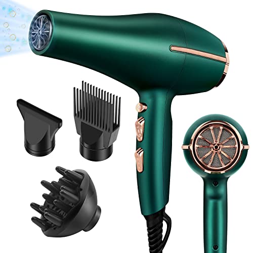 ARDIRO Green 2000W Ionic Hair Dryer - Professional Salon Blow Dryer with Diffuser & Low Noise