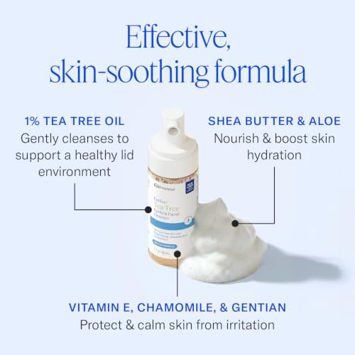 EYEECO Gentle Tea Tree Eyelid & Facial Cleanser 1.7 Fl Oz - Nourishing & Hydrating Face & Eye Wash