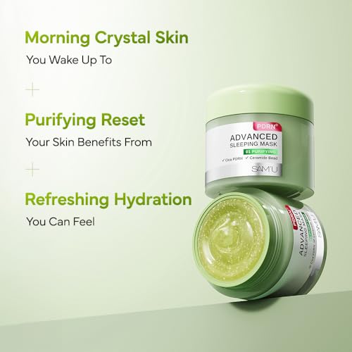 SAM'U PDRN Advanced Sleeping Mask for Purifying, Hydrating Korean Overnight Mask with Cica PDRN & Ceramide Bead for Bright Korean Glass Skin, Soothing Night Moisturizer 70mL / 2.36 fl. oz