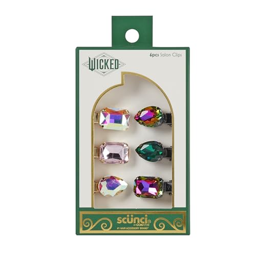 Wicked Gemstone Salon Clips - hair clips - gift box - hair clips for women - gifts for her - hair accessories -Scunci by Conair - 6PK