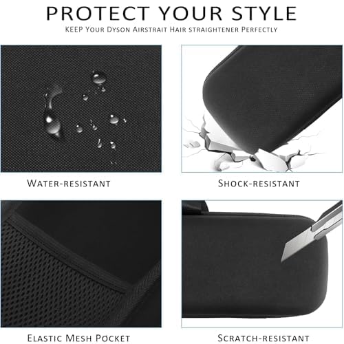 Travel Carrying Case Compatible with Dyson Airstrait/Hair Straightener, Airstrait HT01 Accessories Tools Hard Case, Waterproof Storage Bag - Black (Black)