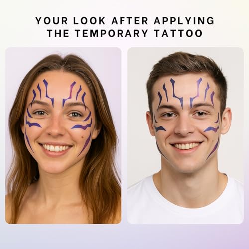 Purple Ombre Temporary Tattoos ? Realistic Waterproof Body Art for Cosplay, Halloween, and Party Makeup