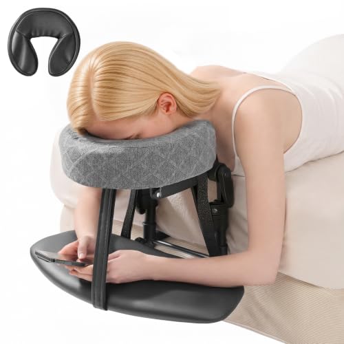 Dark Gray Massage Headrest for Bed with Face Cradle & Pillow - Portable Relaxation