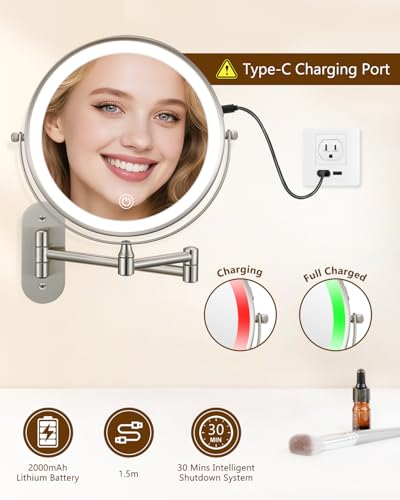 DECLUTTR 9-Inch Lighted Makeup Mirror with 1X/20X Magnification & Nickel LED Variation