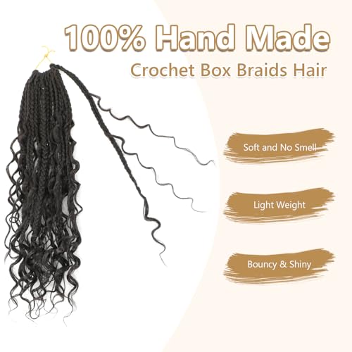 FIRSTCYH HAIR Boho Crochet Box Braids 8 Inch 1B - 8 Packs for Black Women