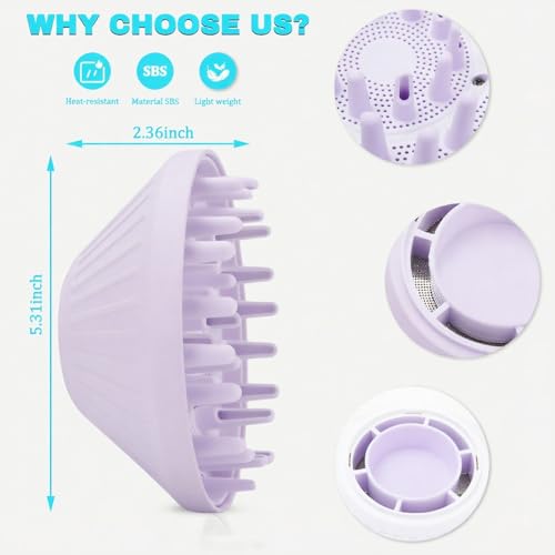 360° Rotating Diffuser Attachment for Laifen SE Lite Hair Dryer - Purple, Diffuser Nozzle