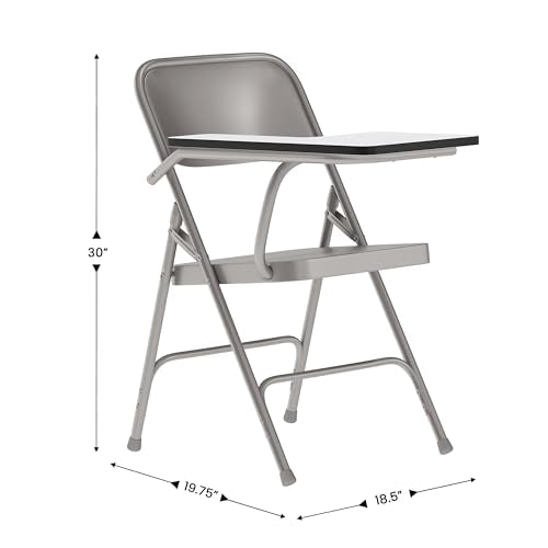 2-Pack Folding Chairs with Right-Handed Tablet Arms - Portable, Heavy-Duty Steel