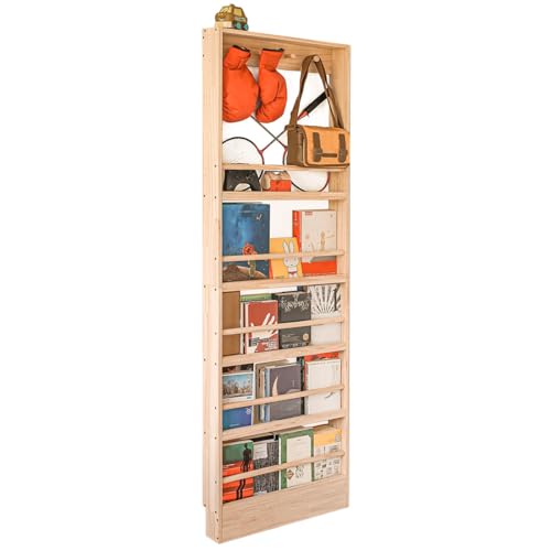 Morimoe Wooden Kids Wall-Mounted Bookshelf with 4 Hooks – Space-Saving Toy & Book Organizer