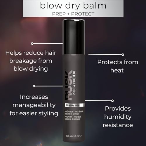 RUSK Blow Dry Balm, Prep + Protect, Smooth and Silken, Heat Protection, 5 oz