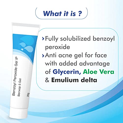 SALVE Benxop 5% Benzoyl Peroxide Gel (20 g / 0.70 oz) - Topical Skincare Gel for Oil-Prone and Congested Skin