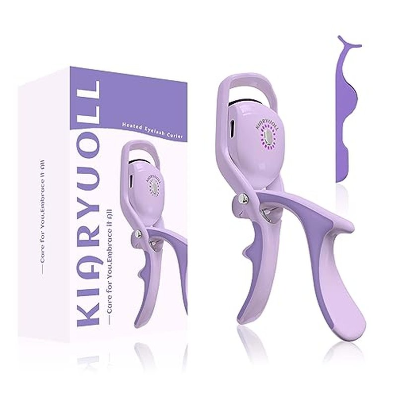 Electric Heated Eyelash Curler Kit Hot Lash Therapy Professional Eyelash Tools Battery Powered Lash Lifter Rechargeable Clamp for Various Eye Types Plastic Material (Colour Purple)
