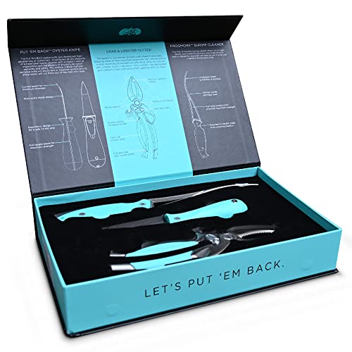 Seafood Tool Set with Crab Cracker, Oyster Knife & Shrimp Deveiner
