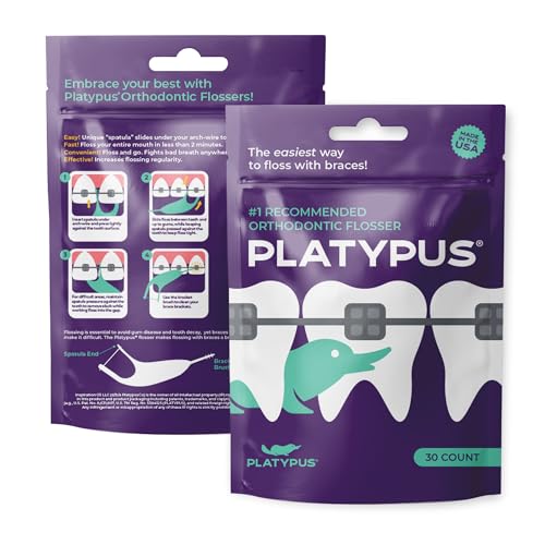 Platypus Orthodontic Flossers for Braces - 30 Count Pack of 5, Dentist Recommended