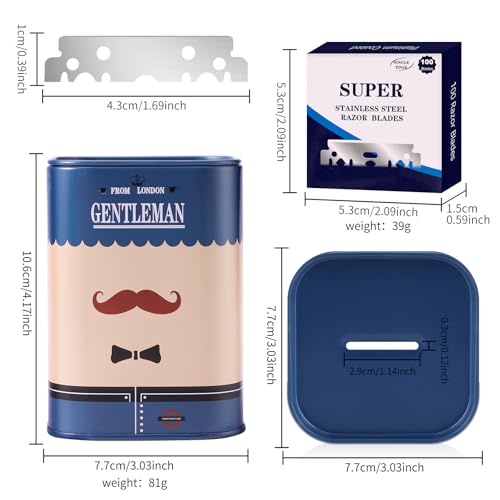 Razor Disposal Container + 500 Single Edge Razor Blades, for Barbershops and Home Use, for Frequent Blade Replacement and Safe Storage Blades