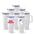40oz Stainless Steel Sublimation Tumblers with Handle Set - White Bulk Drinkware for Custom Printing
