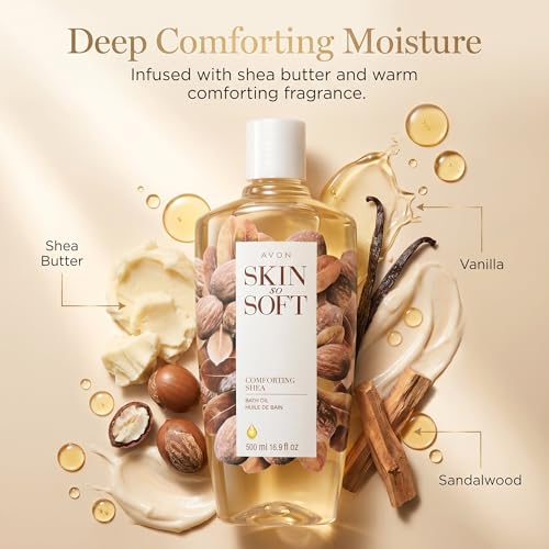 AVON Skin So Soft Shea Bath Oil with Shea Butter & Fragrance, 16.9 fl oz