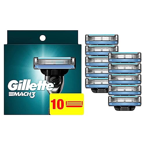 Gillette Mach3 Razor Refills for Men - Pack of 10 Blades, 15 Shaves Each
