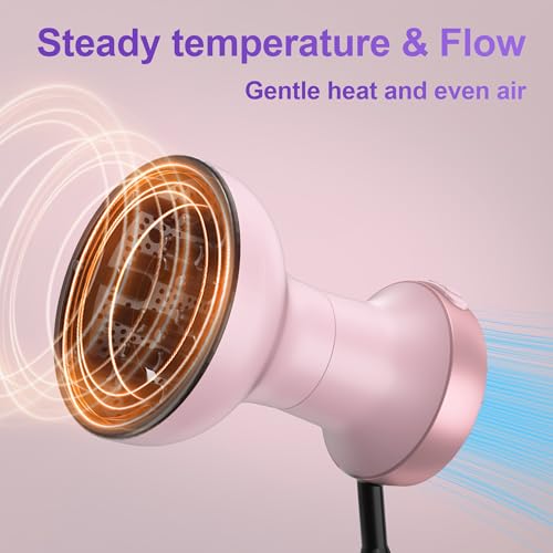 2-in-1 Hair Dryer with Diffuser for Curly Hair - 800W Pink