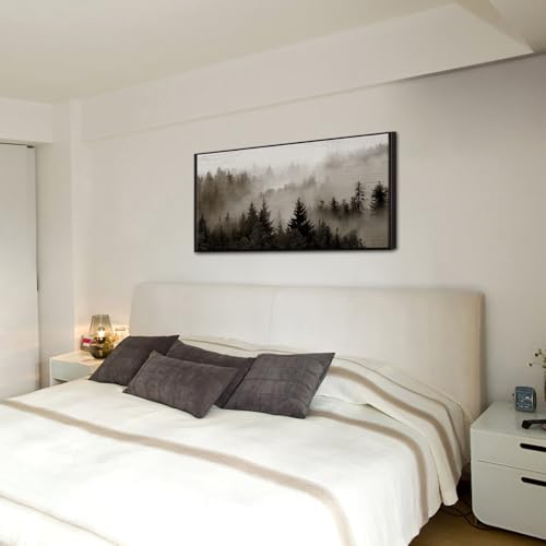 Large Forest Canvas Wall Art - 24x48 Inch Nature Landscape Print with Black Frame