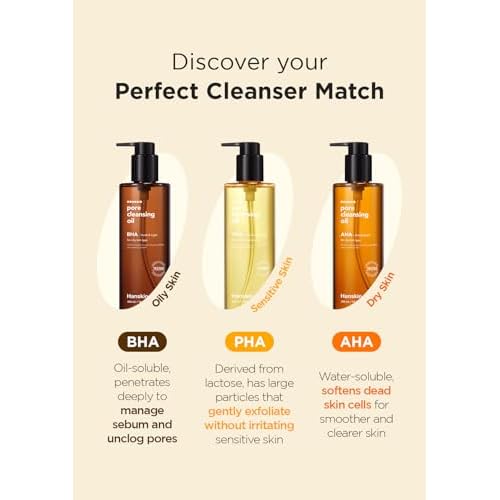 Hanskin BHA Pore Cleansing Oil and PHA Cleansing Balm, Sample Trial Size, Travel Size Mini Makeup Remover Set, Gentle Blackhead Cleanser for Combination and Oily Skin [30 ml/Pack of 2] + [8g/PHA Balm]