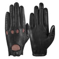 Men's Black Large Leather Driving Gloves - Touchscreen, Breathable, Classic Knuckle Design