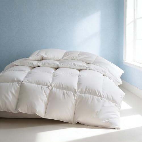 Queen Size All Season White Goose Feather & Down Fiber Comforter - Hypoallergenic